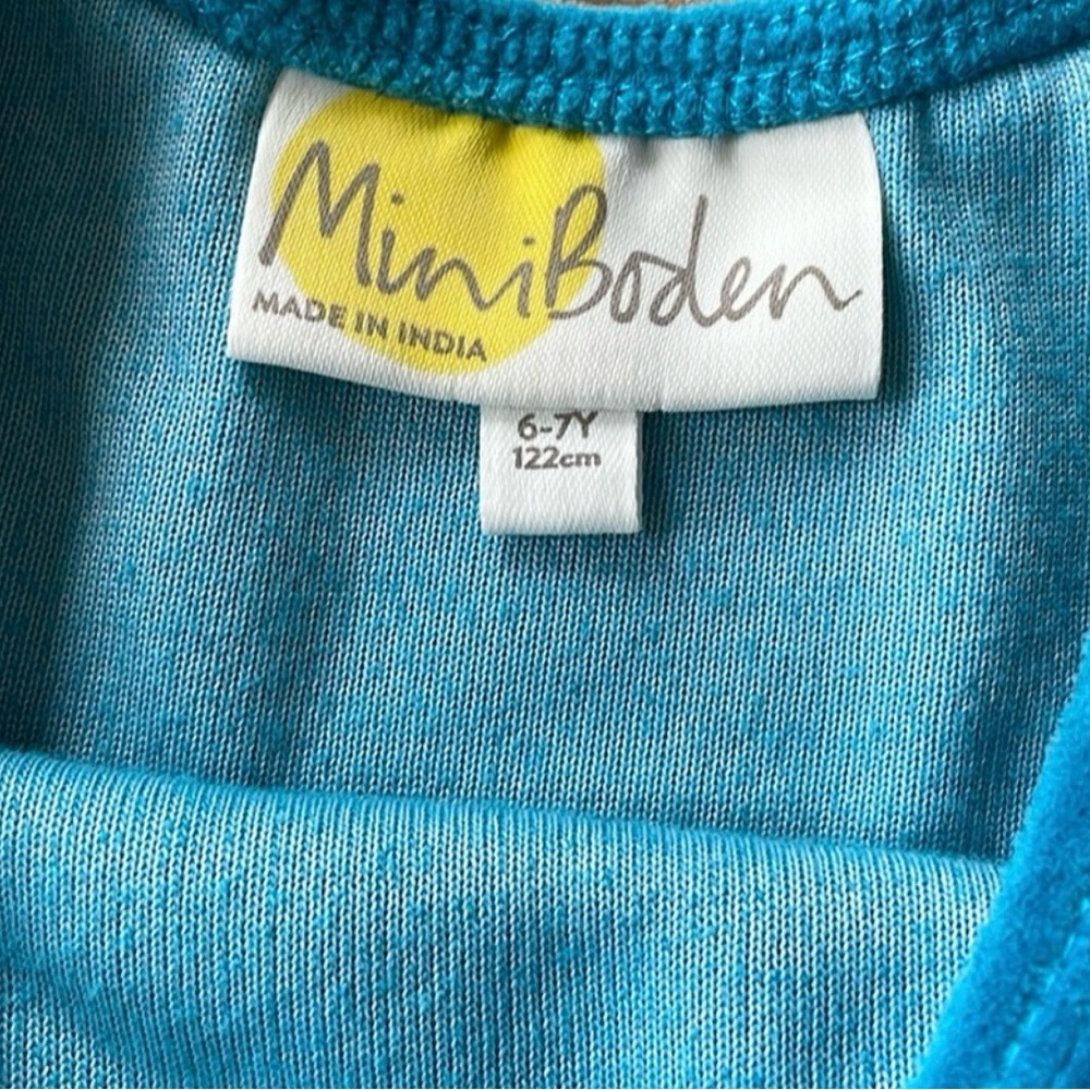 Mini Boden Teal Velvet Unicorn Party Dress Size 6-7Y - Picture 7 of 8